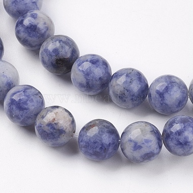 Brins de perles de jaspe de tache bleue naturelle(G-R193-15-8mm)-3