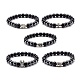 Natural Obsidian & Non-Magnetic Synthetic Hematite Round Beads Stretch Bracelet for Men Women(BJEW-JB06968)-1