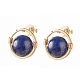 Natural Lapis Lazuli Round Beads Stud Earrings for Girl Women(EJEW-JE04666-01)-1