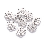 201 Stainless Steel Charms, Laser Cut, Flower, Stainless Steel Color, 13.5x12x1.2mm, Hole: 1.5mm(STAS-Q201-T119)