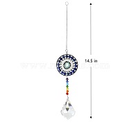 Big Pendant Decorations, Hanging Sun Catchers, Chakra Theme K9 Crystal Glass, Maple Leaf, Midnight Blue, 395mm(HJEW-PW0001-010A)