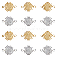 12Pcs 2 Colors Ion Plating(IP) 304 Stainless Steel Cabochon Connector Settings, Sun, Golden & Stainless Steel Color, Tray: 3mm, 14x9x1.5mm, Hole: 1.6mm, 6pcs/color(STAS-DC0014-22)