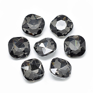 Pointed Back Glass Rhinestone Cabochons, Faceted, Back Plated, Square, Gray, 10x10x4.5mm(RGLA-T032-10x10mm-07)