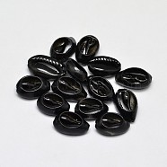 Natural Cowrie Shell Beads, Dyed, Oval, No Hole/Undrilled, Black, 15~17x10~11x5~6mm(X-BSHE-O007-55C)