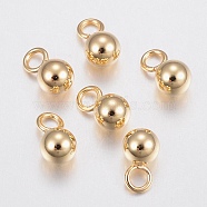 304 Stainless Steel Sphere Charms, Round Ball, Golden, 6x3mm, Hole: 2mm(STAS-H436-67-3mm)
