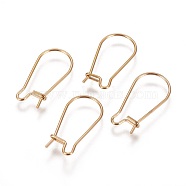 Ion Plating(IP) 304 Stainless Steel Hoop Earrings Findings Kidney Ear Wires, Golden, 20x10x0.7mm, 21 Gauge(STAS-L216-22C-G)