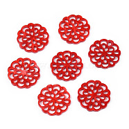 Cellulose Acetate(Resin) Filigree Joiners, Flower, Dark Red, 24x2.5mm(KY-N006-08E)