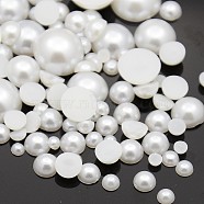 ABS Plastic Imitation Pearl Dome Cabochons, Half Round, White, 4~12x2~5mm(SACR-X0003)