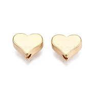 Brass Beads, Heart, Real 18K Gold Plated, 6.5x8x3mm, Hole: 1.2mm(KK-N231-247)