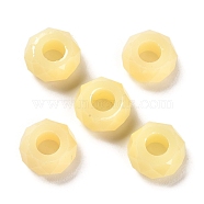 Resin European Beads, Large Hole Beads, Faceted, Rondelle, Lemon Chiffon, 13.5x8mm, Hole: 5.5mm(RESI-B020-06K)