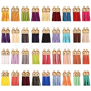 78Pcs 36 Colors Faux Suede Tassel Pendant Decorations, with CCB Plastic Cord Ends, Light Gold, Mixed Color, 33~35x10mm, Hole: 2.5mm(FIND-SZ0001-76)