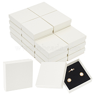 Paper Jewelry Gift Box, with Sponge Inside, Square, White, 9.1x9.1x2.8cm, Inner Diameter: 8.6x8.6x2.5cm(CON-WH0084-40B)