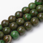 Natural Green Jade Beads Strands, Dyed, Round, 8mm, Hole: 1mm, about 46pcs/strand, 15.7 inch(G-S272-03-8mm)