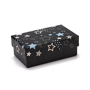 Cardboard Jewelry Box, with Black Sponge Mat, for Jewelry Gift Package, Rectangle with Star Pattern, Black, 8.1x5.1x3.1cm(CON-D012-04D-01)