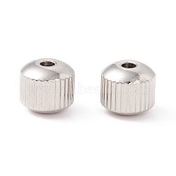 201 Stainless Steel Beads, Round, Stainless Steel Color, 8x7mm, Hole: 2mm(STAS-A057-03D-P)