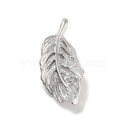 Brass Pendants, Leaf Charms, Platinum, 23x10x2.5mm, Hole: 2.5x1.5mm(KK-Z061-16P)