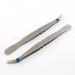 Iron Beading Tweezers, Stainless Steel Color, 133x10mm(X-TOOL-R018A)