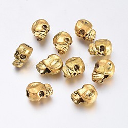 Alloy European Beads, Large Hole Beads, Skull, Antique Golden, 11.5x7x9.5mm, Hole: 4mm(PALLOY-I175-24AG)
