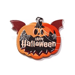 Halloween Theme Opaque Acrylic Pendants, Pumpkin, 39.5x2.5mm, Hole: 1.6mm(OACR-I010-03A)