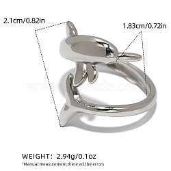 Women's 304 Stainless Steel Cuff Rings, Dolphin, Stainless Steel Color, Inner Diameter: 15~20mm(FS-WGDDAE5-02)