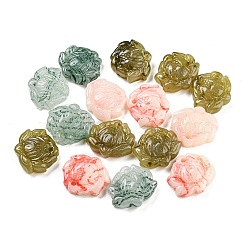 Opaque Resin Flower Pendants, Lotus Charms, Mixed Color, 18.5x20.5x6.5mm, Hole: 1.8mm(RESI-H153-03)