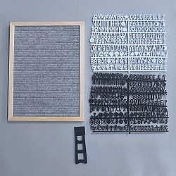 Wood & Felt & MDF Bulletin Boards, Desktop Message Board, with ABS Plastic Letter, Gray, 403x304x18mm(AJEW-WH0077-107A)