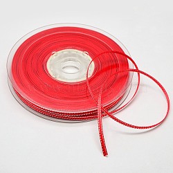 Wired Grosgrain Ribbon, Christmas Ribbon, for Gift Packing Wedding Festival Decoration, Red, 1/4 inch(6mm), about 100yards/roll(91.44m/roll)(SRIB-L012-6mm-235)