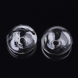 Handmade Blown Glass Bottles, for Glass Vial Pendants Making, Half Round, Clear, 25.5x14.5~15.5mm, Half Hole: 4~5mm(BLOW-T001-23D)