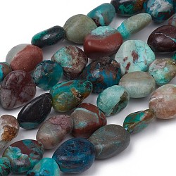 Natural Chrysocolla Beads Strands, Nuggets, Tumbled Stone, 8~10x8~9x5.5~6mm, Hole: 0.5mm, about 43pcs/strand, 15.55 inch(39.5cm)(G-L493-61)