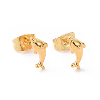 304 Stainless Steel Tiny Dolphin Stud Earrings with 316 Stainless Steel Pins for Women, Golden, 9x4mm, Pin: 0.6mm