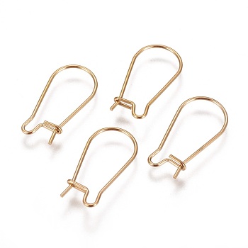 Ion Plating(IP) 304 Stainless Steel Hoop Earrings Findings Kidney Ear Wires, Golden, 20x10x0.7mm, 21 Gauge