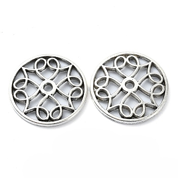 Tibetan Style Alloy Pendant, Lead Free & Cadmium Free, Flat Round, Antique Silver, 22x2mm, Hole: 2mm, 506pcs/1000g