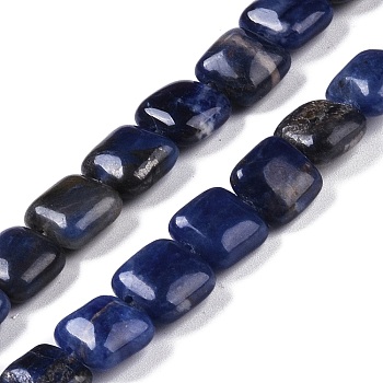 Natural Sodalite Beads Strands, Square, 8.5x8.5x5mm, Hole: 1.6mm, about 50pcs/strand, 16.34''(41.5cm)