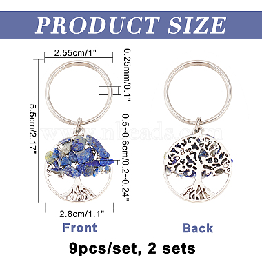 2 Sets Natural & Synthetic Mixed Stone Keychain(KEYC-FH0001-15)-6