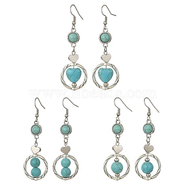 Mixed Shapes Synthetic Turquoise Earrings