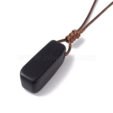 Natural Obsidian Nugget Pendant Necklace with Waxed Cord for Women(NJEW-F306-01D)-3
