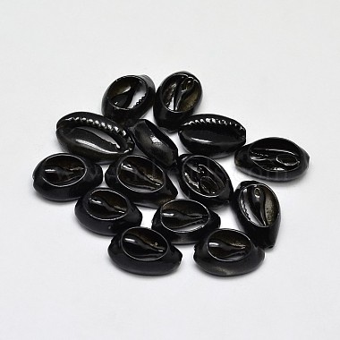 15mm Black Oval Cowrie Shell Beads