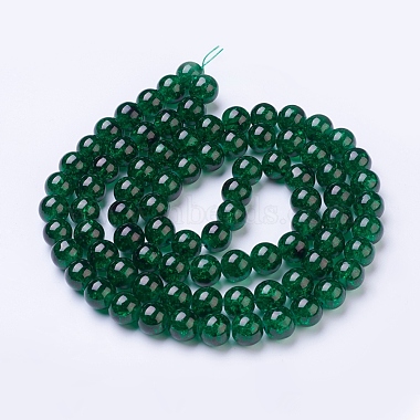 1Strand Dark Green Transparent Crackle Glass Round Beads Strands(X-CCG-Q001-10mm-17)-3