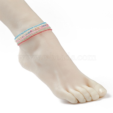 Glass Seed Beads Stretch Anklets Set(AJEW-AN00509)-3