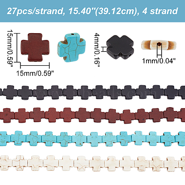 Arricraft 4 Stränge 4 Farben synthetische türkisfarbene Perlenstränge(TURQ-AR0001-17)-2