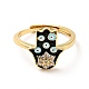 Enamel Hamsa Hand with Evil Eye Adjustable Ring with Clear Cubic Zirconia(RJEW-I087-15G)-3