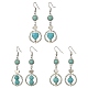 3 paire 3 style 304 boucles d'oreilles pendantes en acier inoxydable avec perles synthétiques turquoise pour femme(EJEW-JE05380)-1