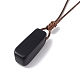 Natural Obsidian Nugget Pendant Necklace with Waxed Cord for Women(NJEW-F306-01D)-3