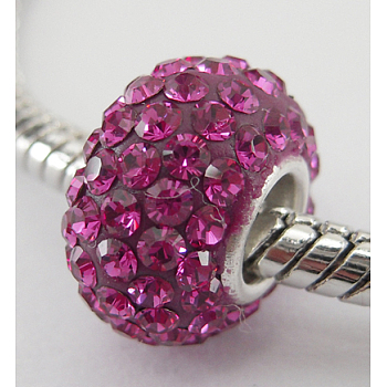 Austrian Crystal European Beads, Large Hole Beads, Sterling Silver Single Core, Grade AAA, Rondelle, 501_Ruby, about 11mm in diameter, 7mm thick, hole: 4.5mm